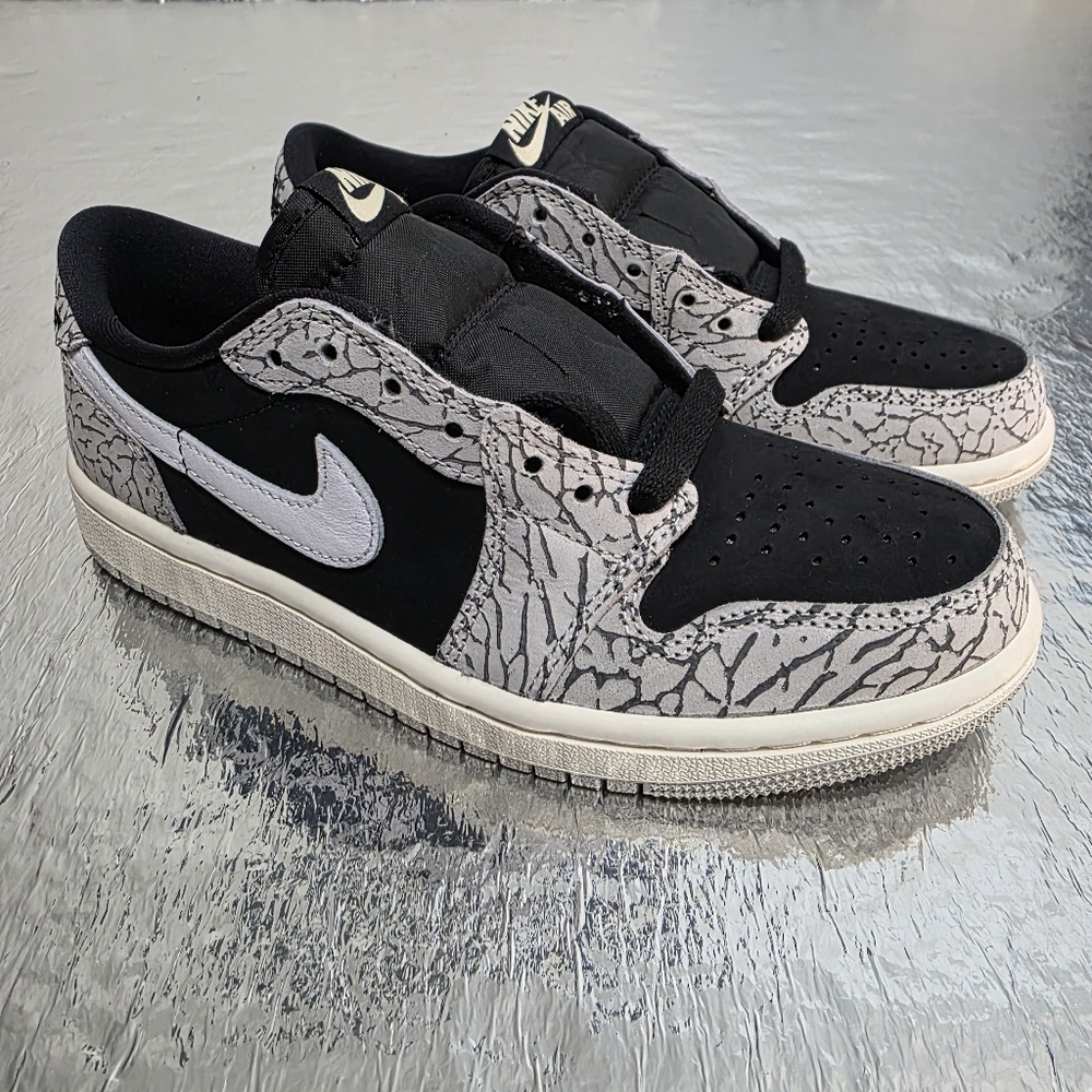 Nike Air Jordan 1 Retro Low Black Cement Elephant CZ0775-001 Women's Size 5.5